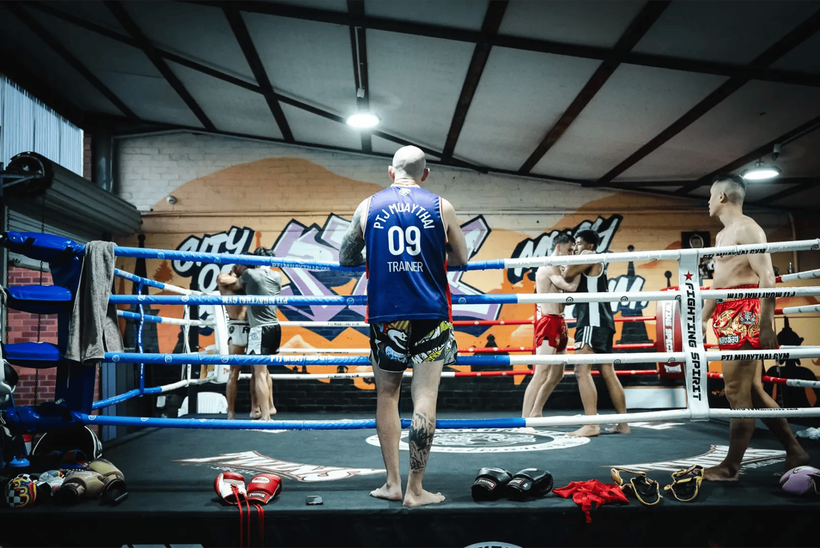 martial arts ring at PTJ Muaythai Gym